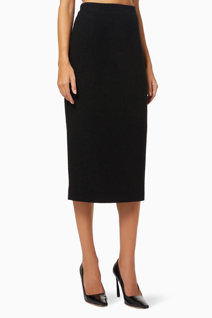 

Midi Skirt in Tweed Bouclé, Black