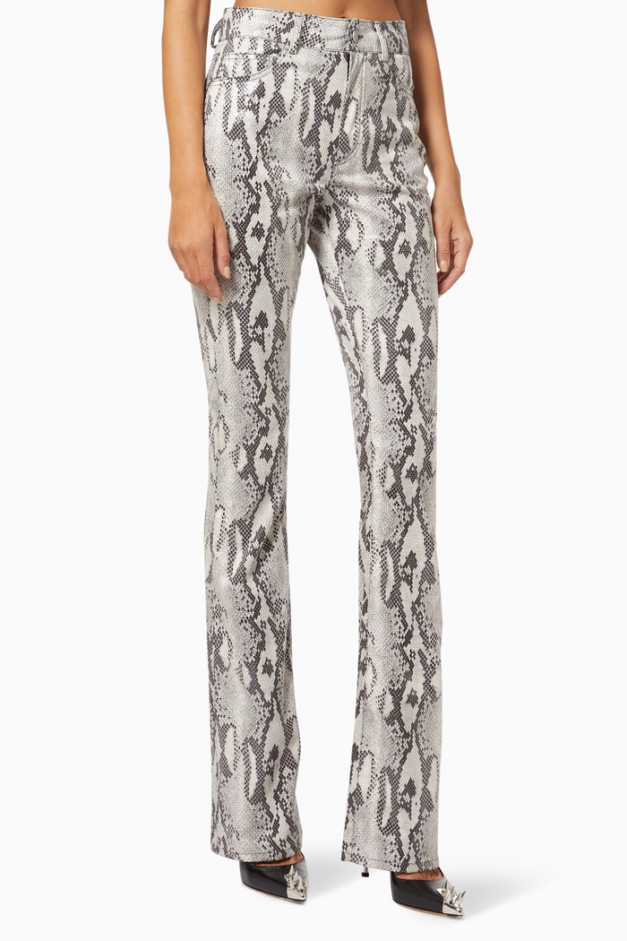 

Python Print Flared Trousers in Technical Fabric, Grey