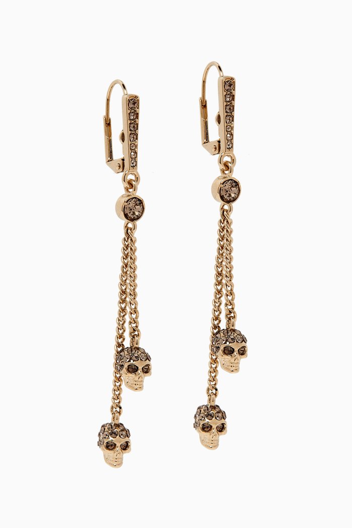 

Skull Chain Drop Earrings, Yellow