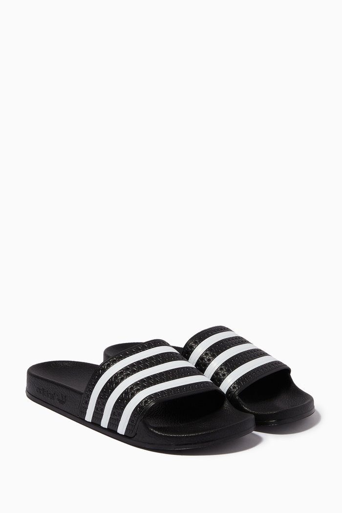 

Adilette Slide Sandals in Rubber, Black