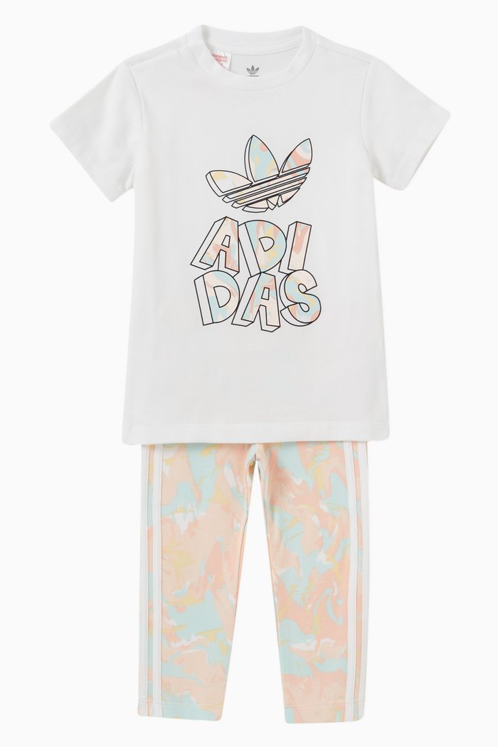 

Marble T-shirt Dress & Leggings Set in Jersey, Multicolour