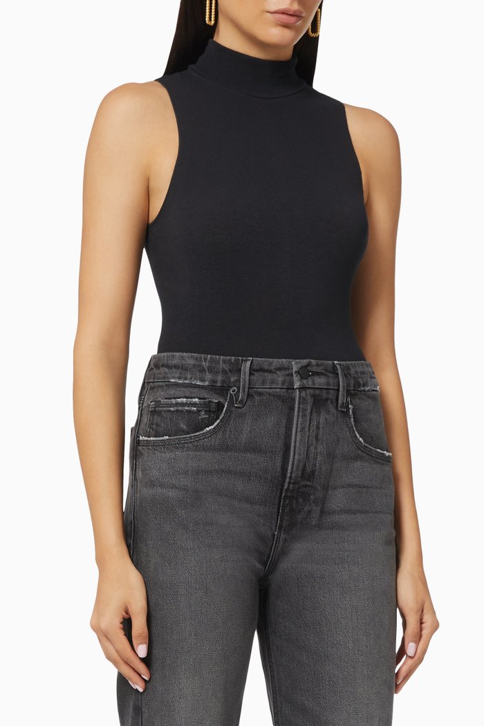 

Seamless Mock Neck Bodysuit, Black