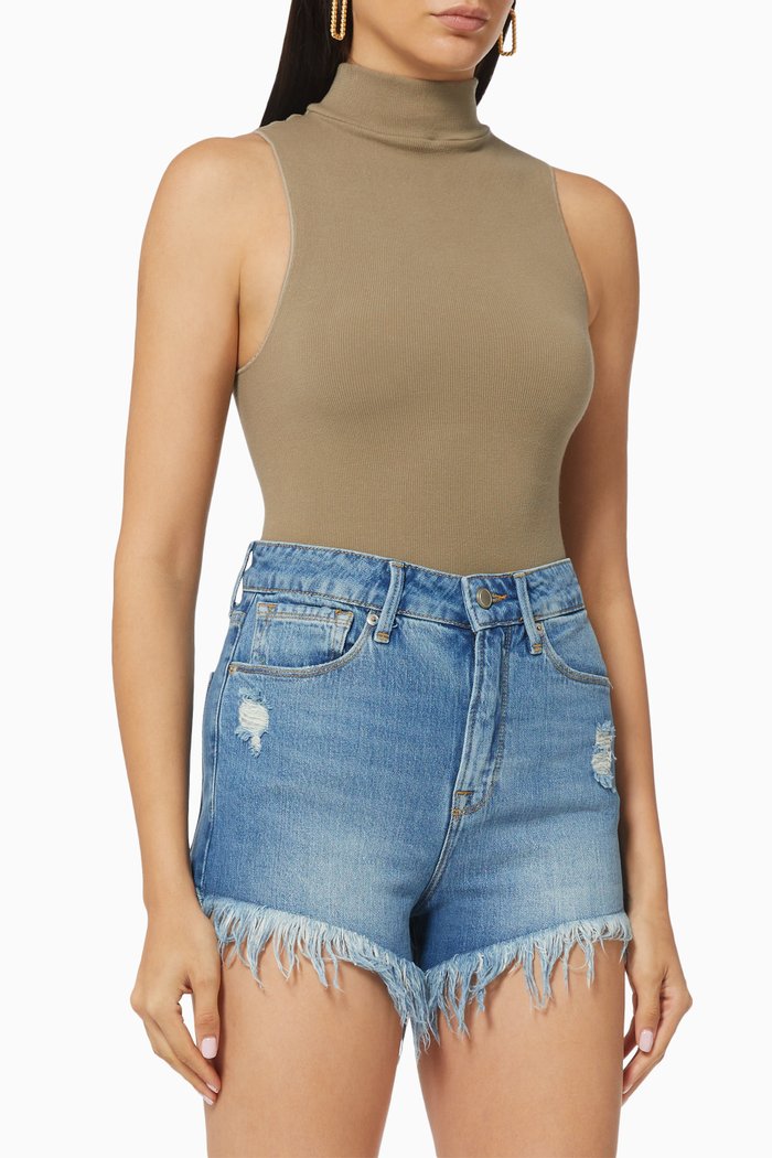 

Seamless Mock Neck Bodysuit, Grey