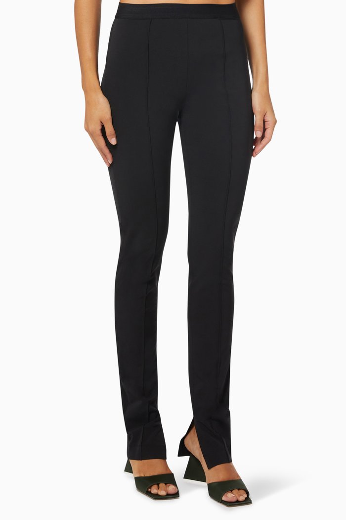 Slit Leggings in Twill Jersey, Black