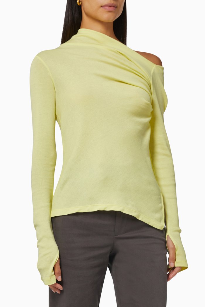 

Ribbed Asymmetrical Top in Jersey, Yellow