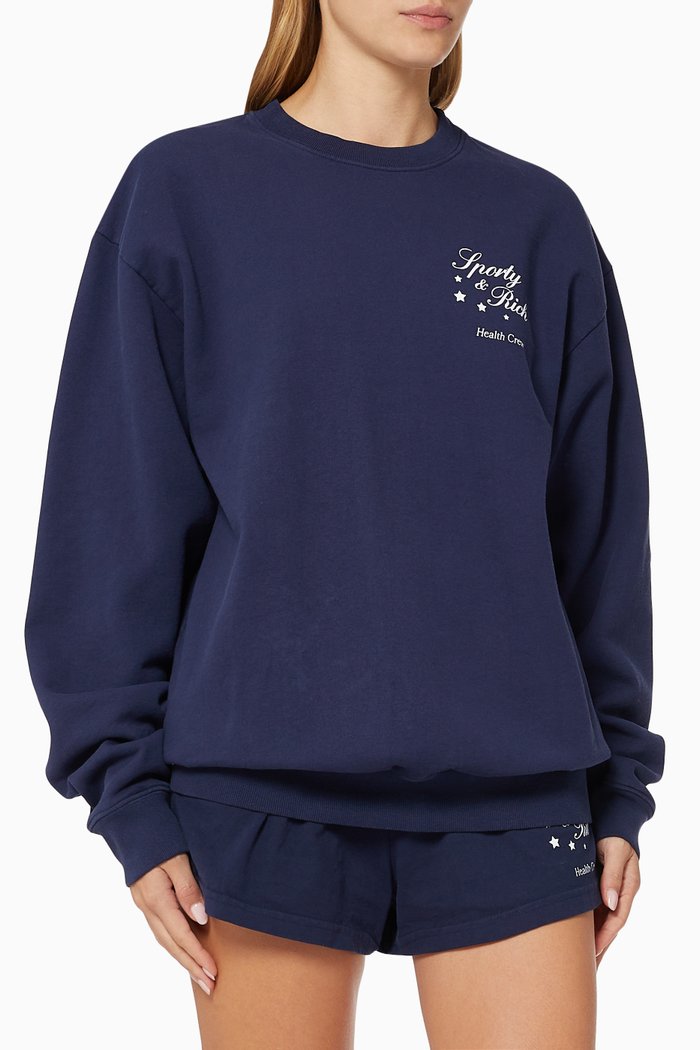 

Stars Health Crewneck Sweatshirt in Cotton, Blue