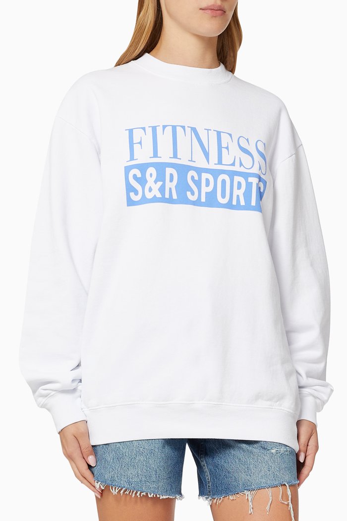 

S&R Fitness Crewneck Sweatshirt in Cotton, White