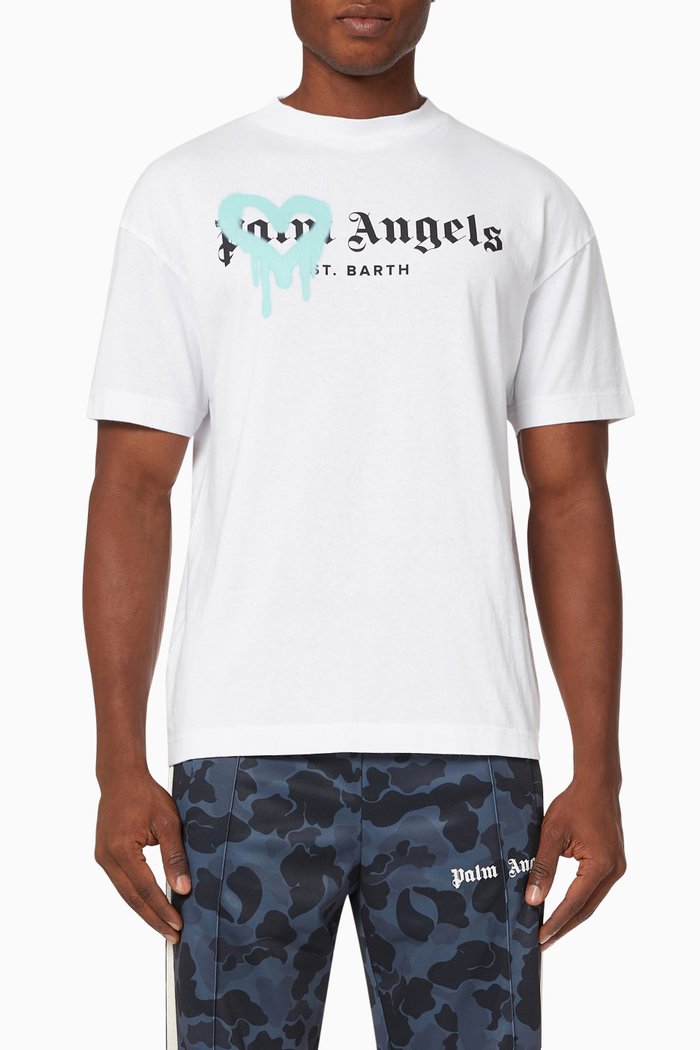 

St. Barth Heart Sprayed T-shirt in Cotton Jersey, White