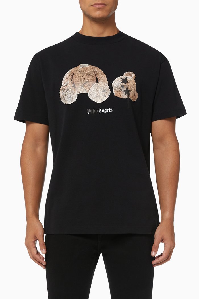 Sprayed Bear T-shirt in Cotton Jersey, Black