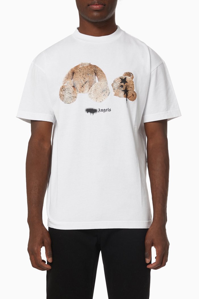 

Sprayed Bear T-shirt in Cotton Jersey, White