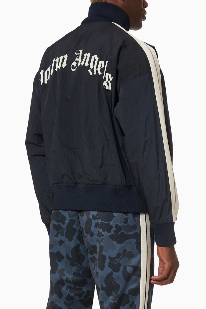 

Curved Logo Track Jacket in Technical Nylon, Blue