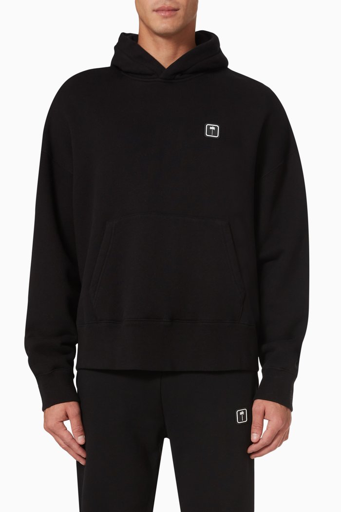 

Palm Tree Hoodie in Cotton Terry, Black