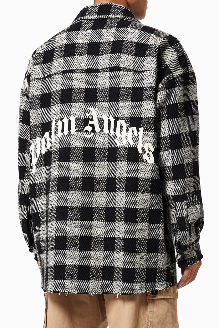 

Curved Logo Overshirt in Wool Nylon Knit, Grey