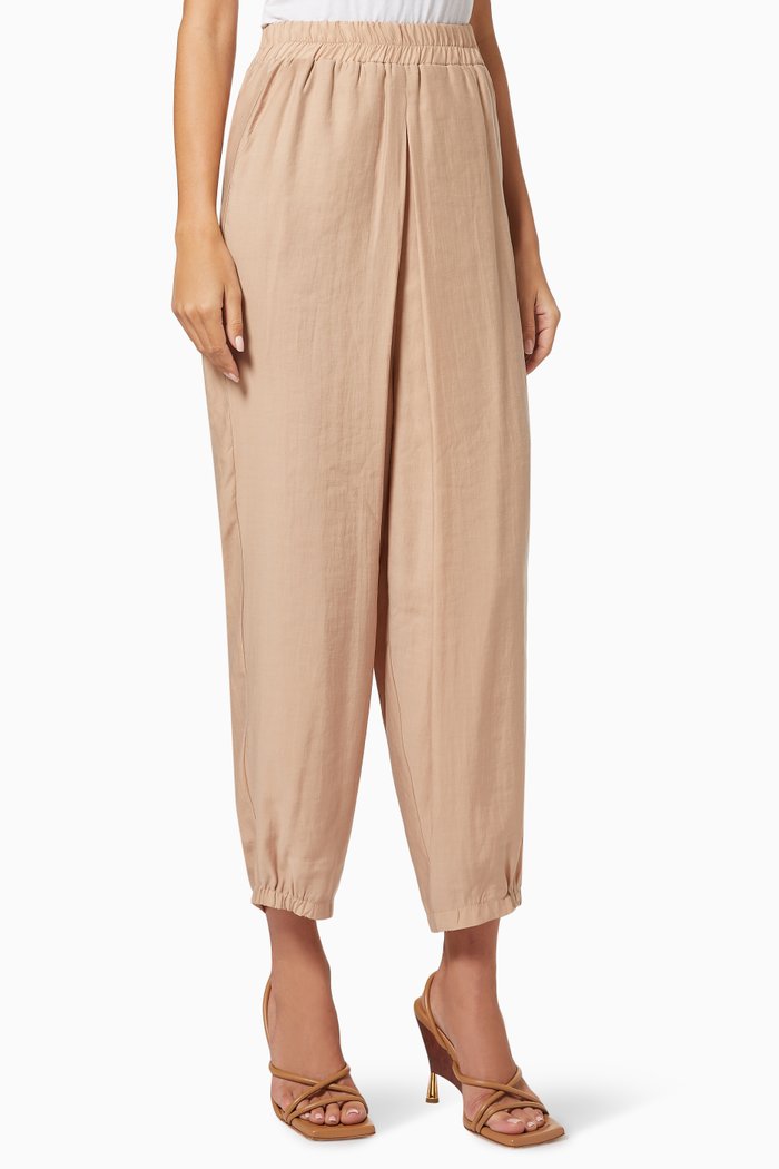 Pleated Pants in Tencel, Neutral