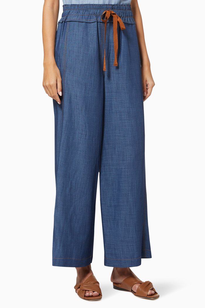 

Wide Leg Pants in Tencel Modal, Blue