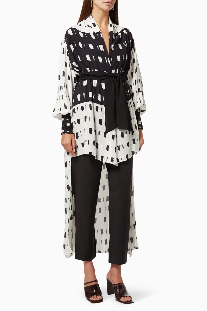 

Colour-block High Low Jacket in Viscose, Black
