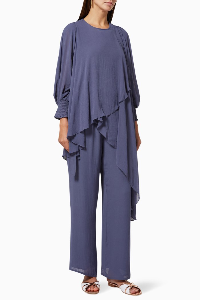 

Asymmetrical Layered Set in Chiffon, Blue