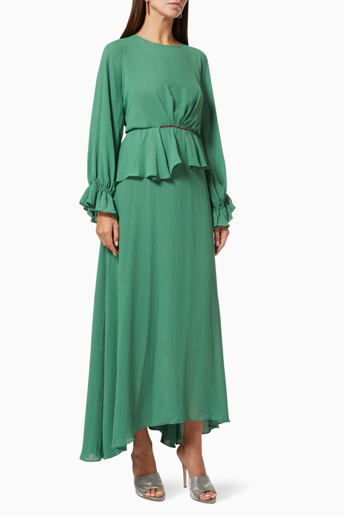 

Asymmetrical Dress in Chiffon, Green