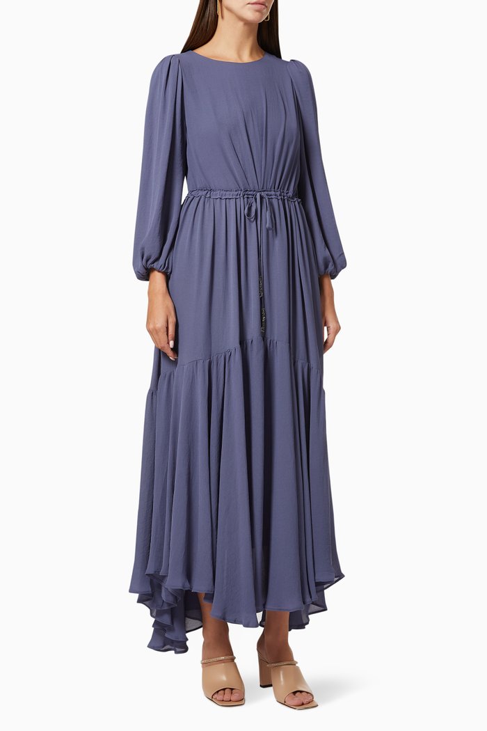 

Embellished Tassel Tipped Maxi Dress in Polyester, Blue
