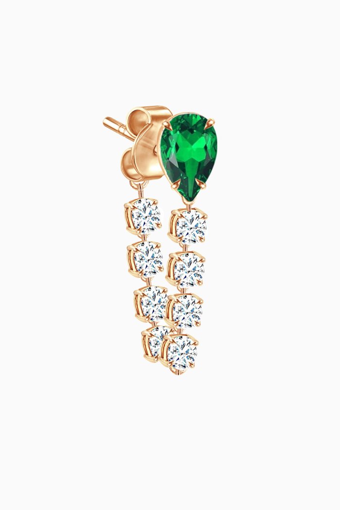 

Argentina Single Earring with Emerald & Diamonds in 18kt Yellow Gold