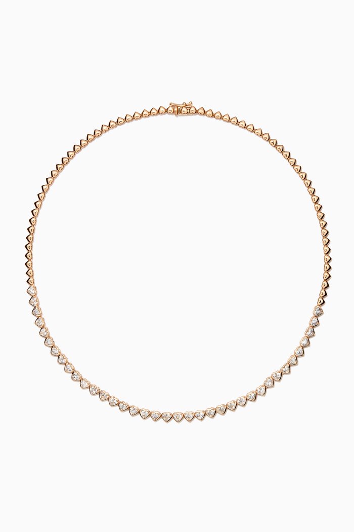 

Hearts Diamond Tennis Necklace in 18kt Yellow Gold
