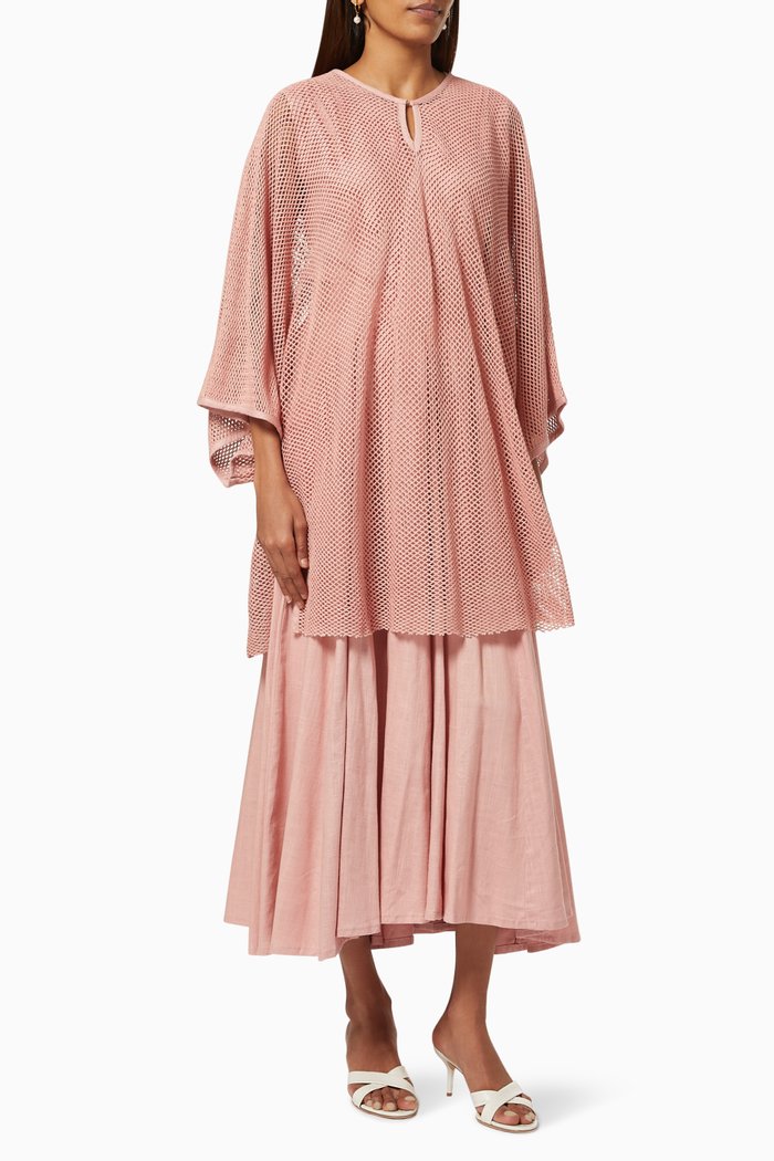 

Mesh Top & Skirt Set in Cotton Flex, Pink