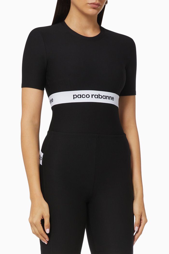 

Logo Band Bodysuit in Jersey, Black