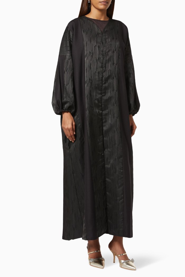 

Abaya with Puff Sleeves, Black