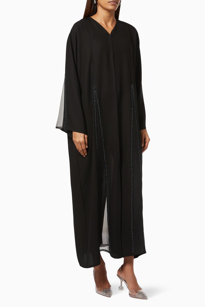 

Abaya with Beaded Embroidery, Black