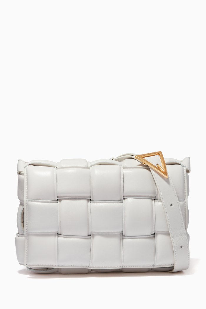 Padded Cassette Bag in Nappa, White