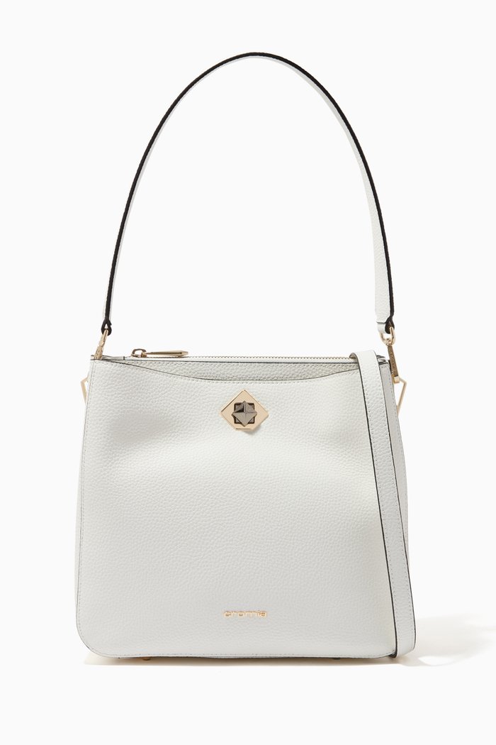 

Mina Handbag in Deer Print Calfskin, White