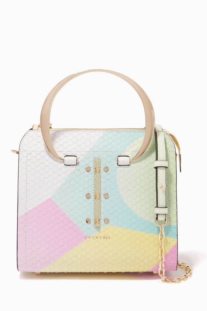 

Small Uptown Handbag in Python-print Calfskin, Multicolour