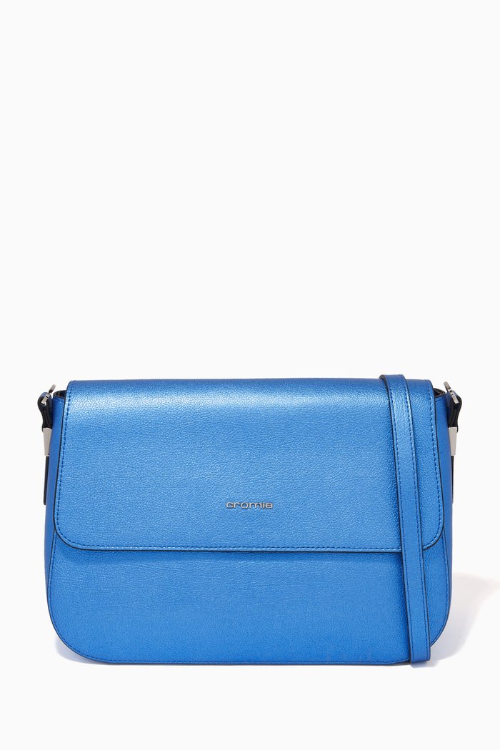 

Akua Crossbody Bag in Pebbled Leather, Blue