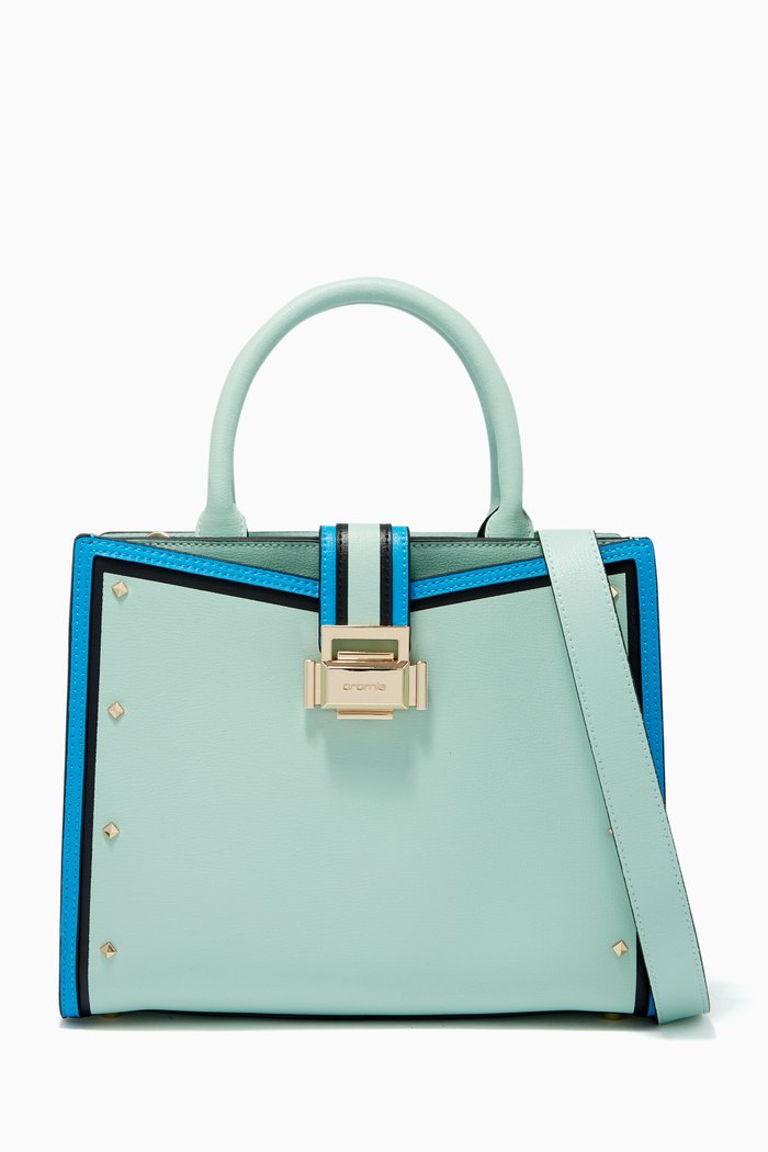 Medium Ginger Handbag in Micro-grain Calfskin Leather, Green