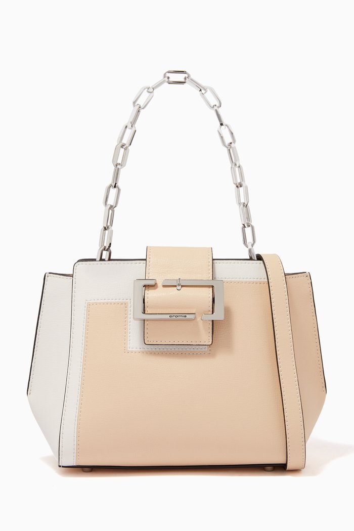 

Chain Handbag in Colour-block Leather, Neutral