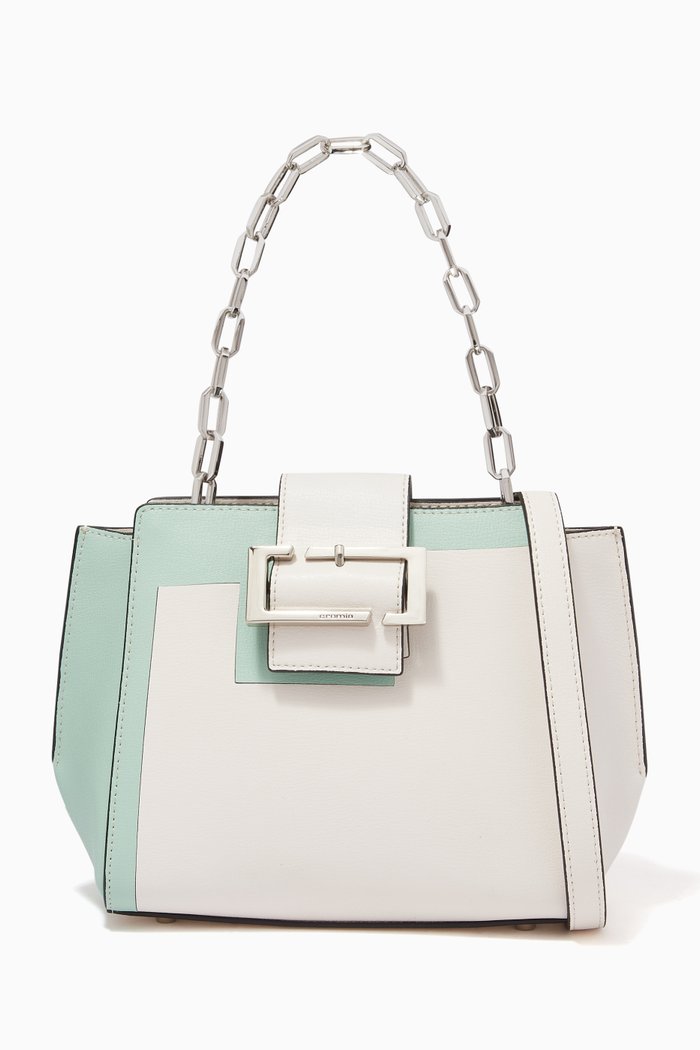 

Chain Handbag in Colour-block Leather, White
