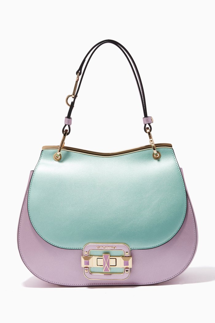 Large Blush Shoulder Bag in Calfskin, Purple