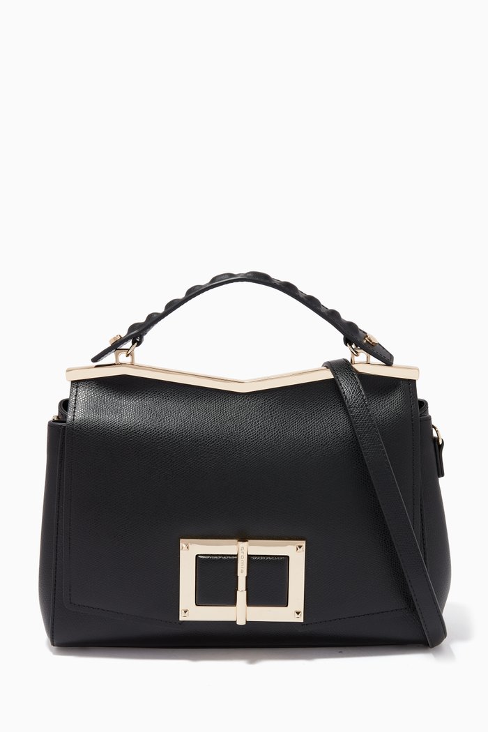 

Large Gemma Handbag in Micro-grain Calfskin, Black