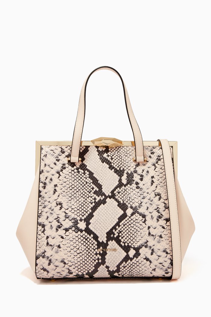 

Handbag in Snakeskin-embossed Calfskin, Neutral