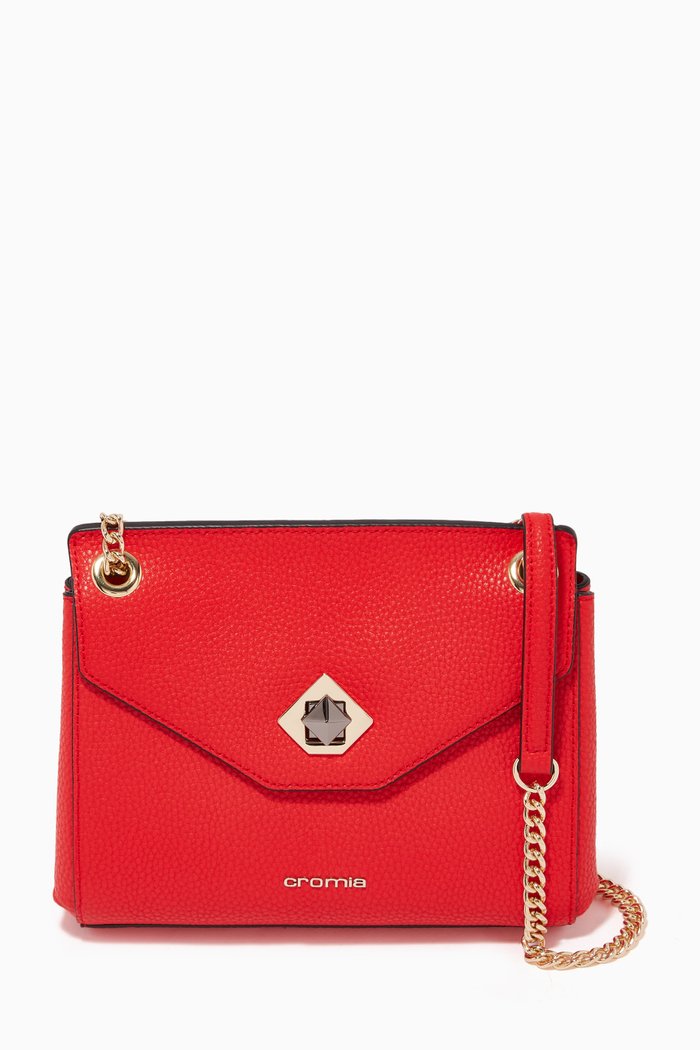

Mina Crossbody in Deer-print Calfskin, Red