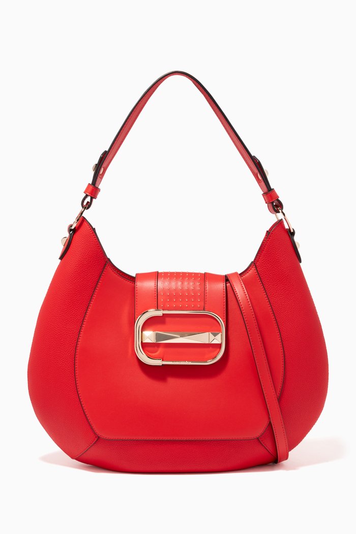 

Large Luna Hobo Bag in Calfskin, Red