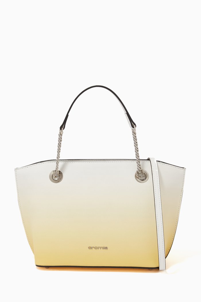 

Small Perla Degradé Handbag in Saffiano Leather, White