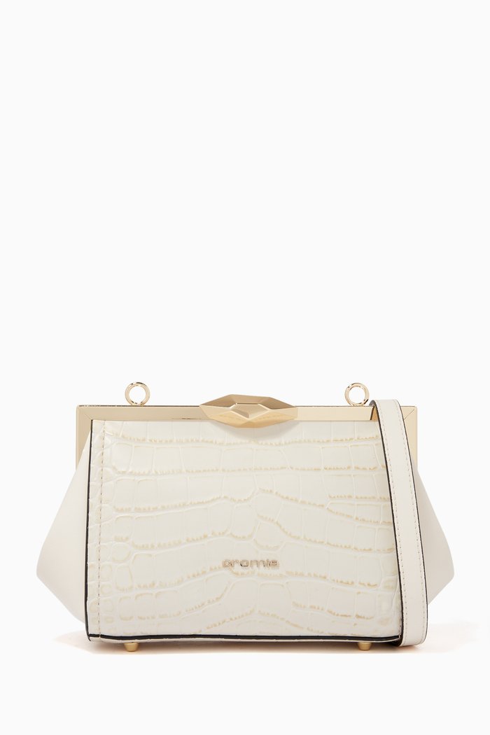 

Loto Crossbody in Croc-embossed Calfskin, Neutral