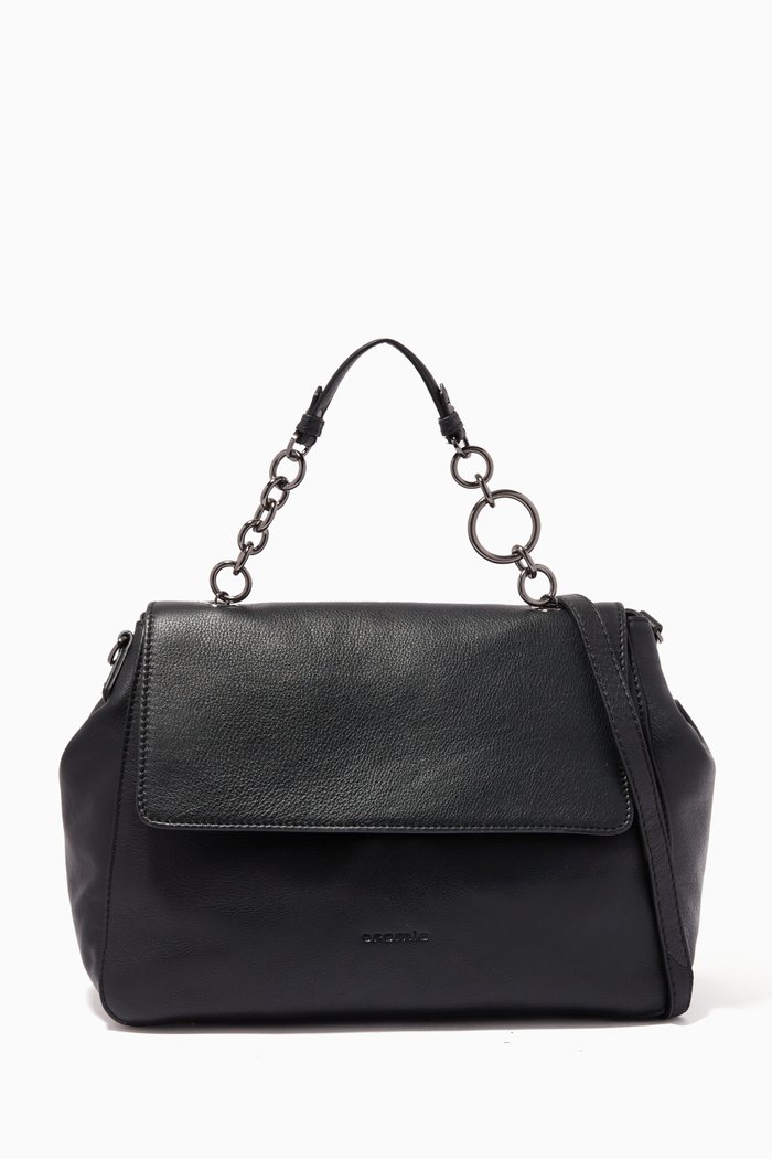 Brave Handbag in Micro-grain Calfskin, Black