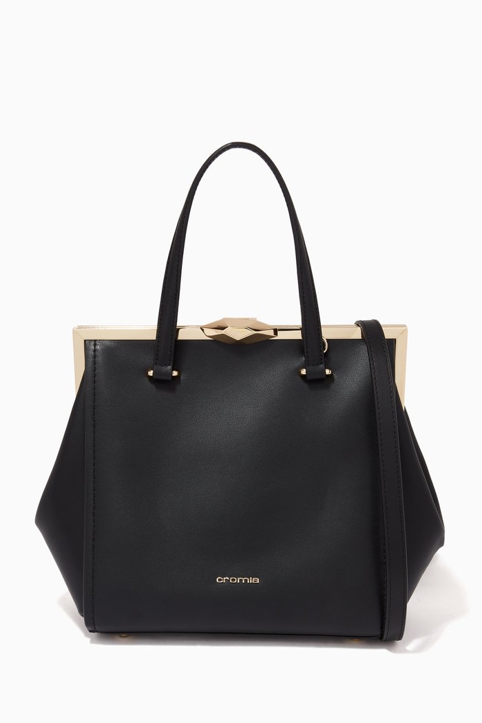 

Iris Handbag in Calfskin Leather, Black