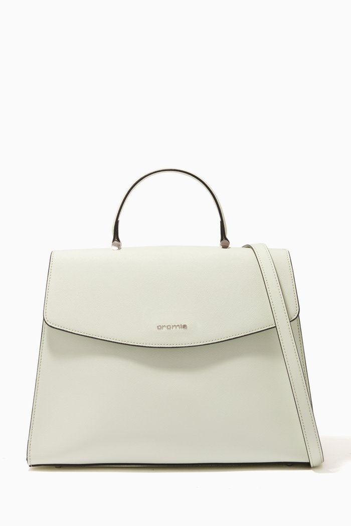 

Perla Satchel Bag in Saffiano Leather, Green