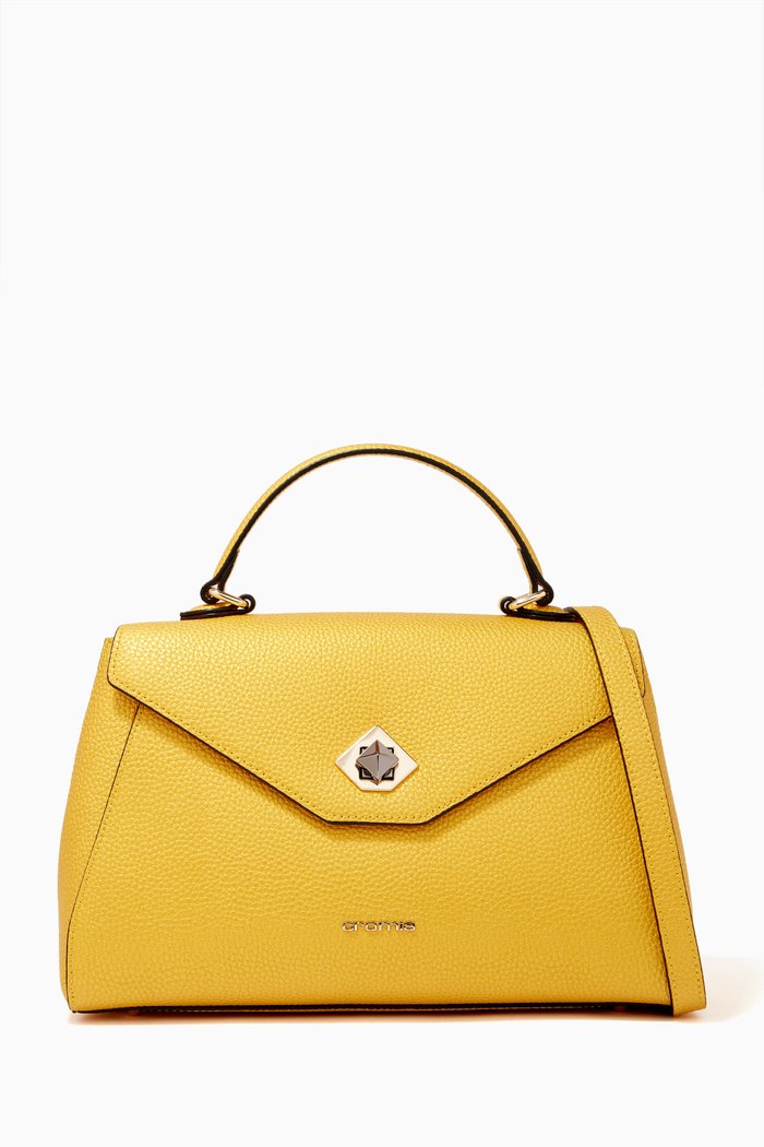 

Mina Handbag in Micro-grain Calfskin, Gold