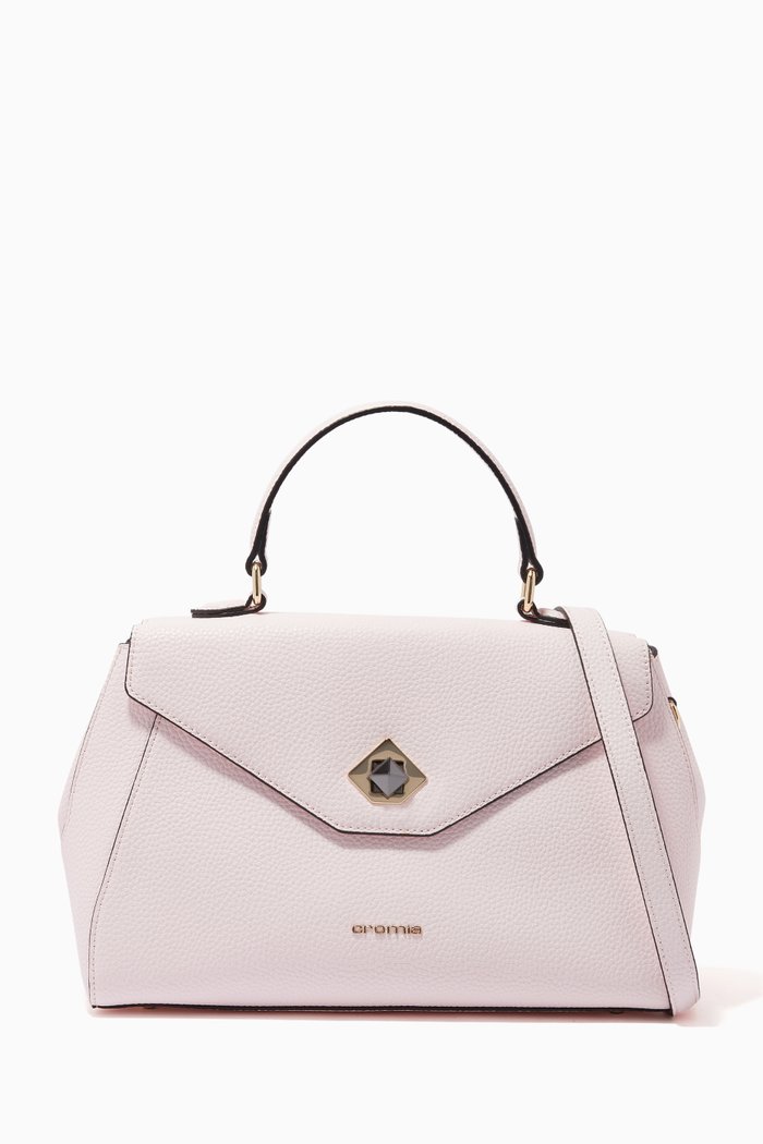 

Mina Handbag in Micro-grain Calfskin, Pink