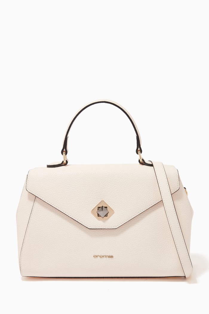 

Mina Handbag in Micro-grain Calfskin, Neutral