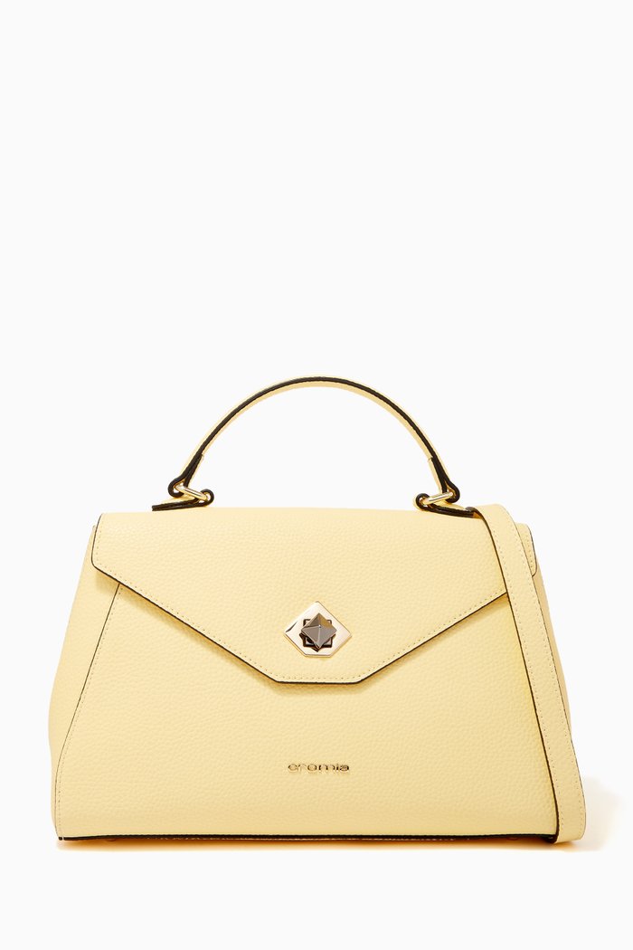 

Mina Handbag in Micro-grain Calfskin, Yellow